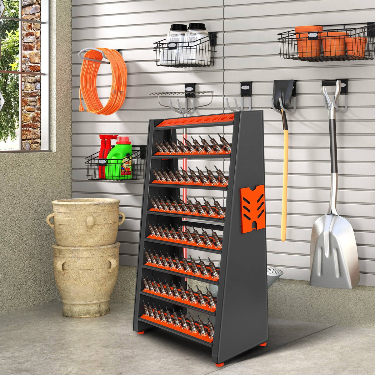 HEASOME Metal Hand Tool Organizer Screwdriver Storage Rack 8 Row Large Capacity Cnc Tool Holder for Workshop Organizer Factory Storage