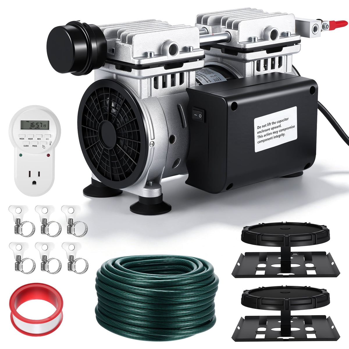HEASOME Pond and Lake Aerator 0.2 CFM, 3/4 HP Compressor, 100ft Weighted, 1 Pack, for Ponds up to 3 Acres