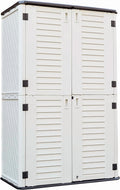 HEASOME Outdoor Storage Cabinet Waterproof, Resin Vertical Outdoor Storage Shed for Patio Furniture, Garden Tools, Pool Accessories, Mower Storage (66 Cu.ft, Off White)