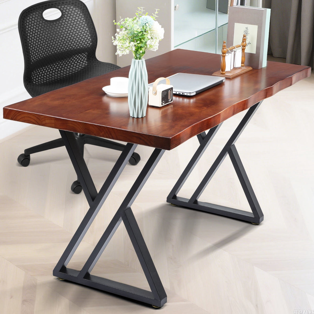 HEASOME Solid Wood Farmhouse Computer Desk Rustic Wooden Study Writing Table Multi Function Workstation for Bedroom Home Office & Decor