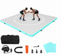 HEASOME 10x10 Inflatable Wrestling Mat 4 Inch Foldable PVC Jiu Jitsu Mat for Waterproof Yoga Mat with Air Pump and Storage Bag for Gymnastics, Water Yoga, PE Training, BJJ, MMA, Grappling