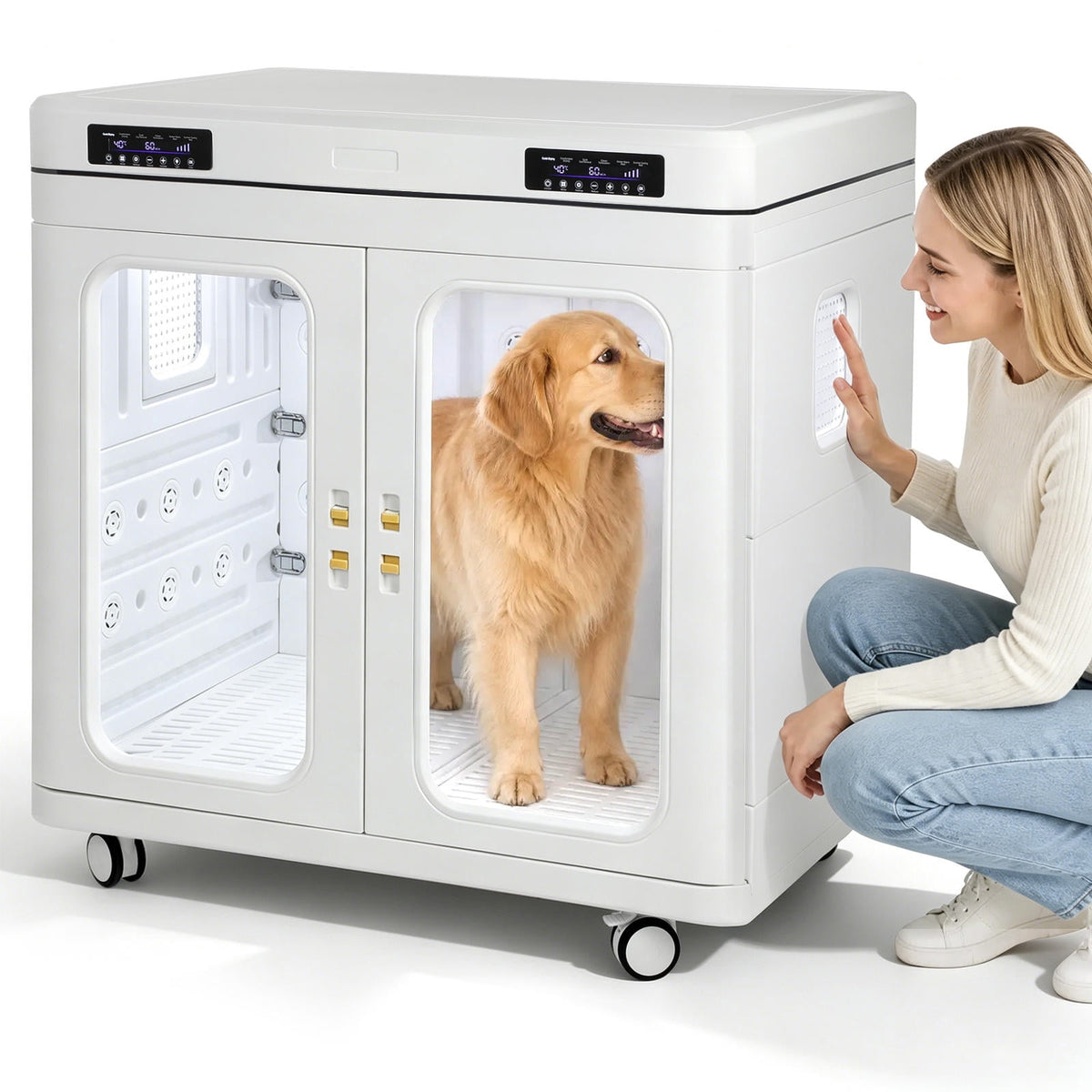 HEASOME Large Pet Dryer Box for Dogs Cats Up to 130 Lbs Breeds Quiet High Efficiency Drying Machine with Temperature Control & Function US Plug