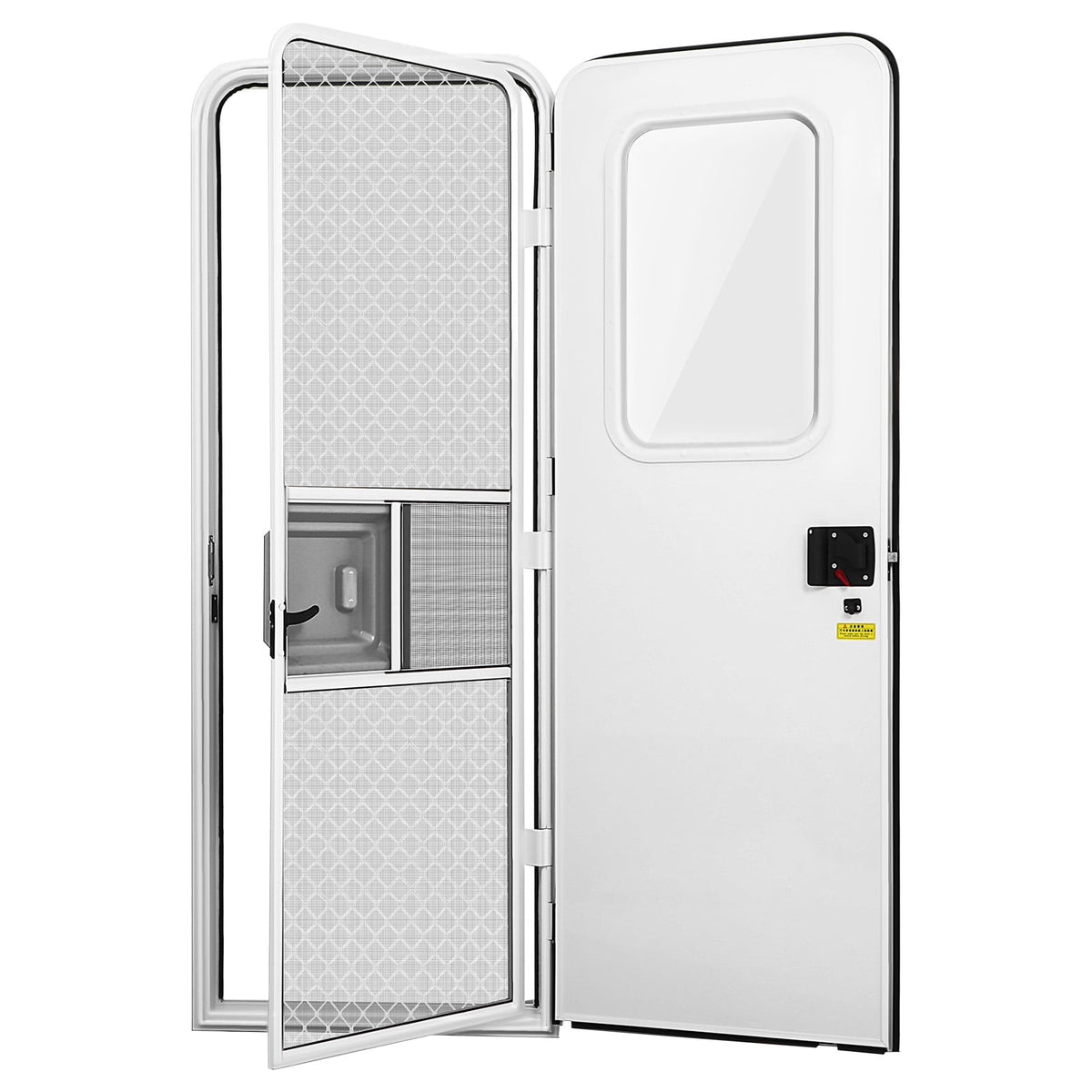 HEASOME Rv Compartment Door Rv Entry Door with Mesh Screen Tempered Glass Window and Key Lock for Trailers Campers and Motorhomes