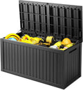 HEASOME 200 Gallon Lockable Resin , Waterproof UV-Resistant Outdoor Storage Box, Heavy Duty Garden Tool Organizer for Patio Storage, Pool Accessories, Outside Storage £¨Black£©