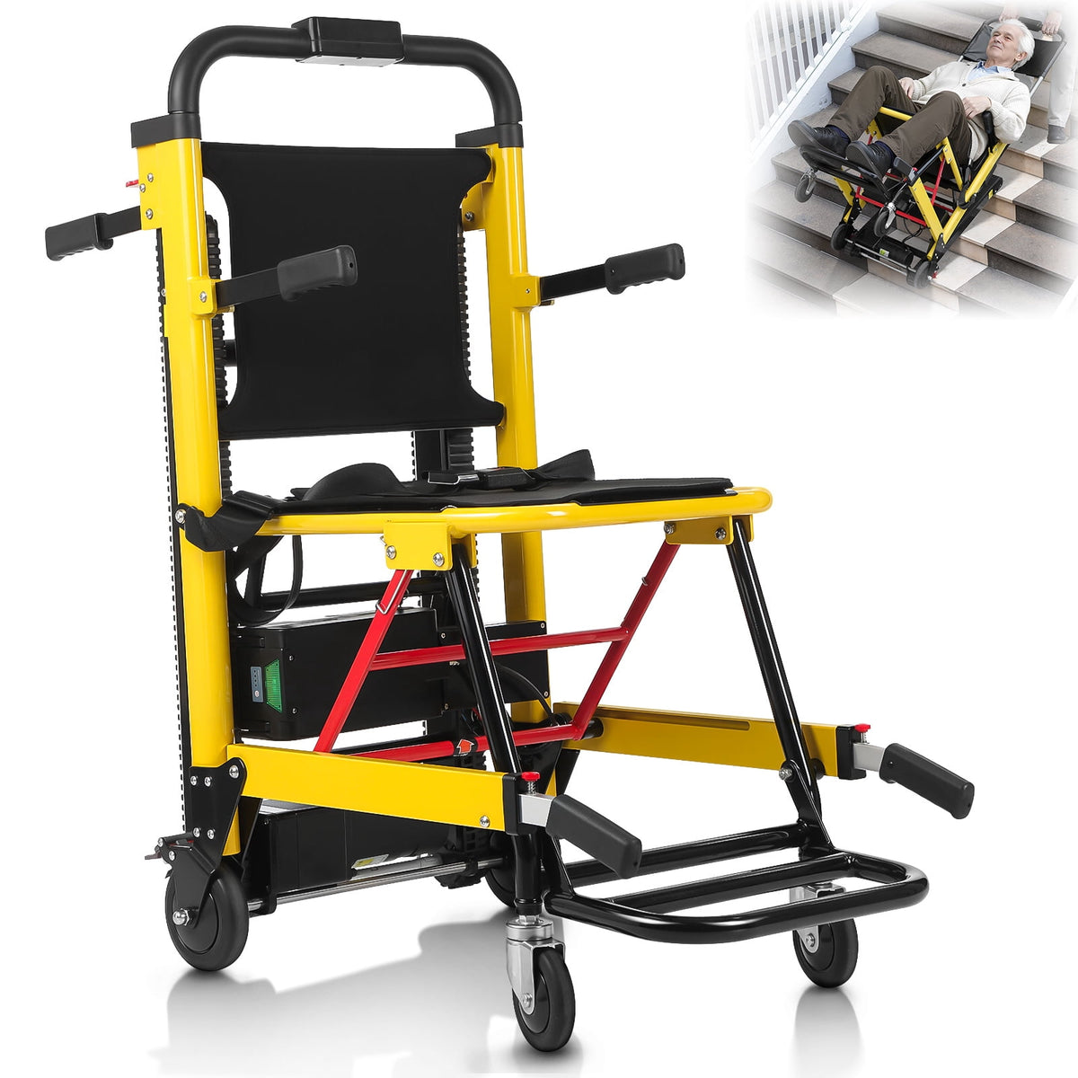 HEASOME Elderly Stair Chair Motorized Lifting Wheelchair Load Capacity 480lbs Powered Stair Climbing Wheelch for Seniors Easy Folding and Transport Us P
