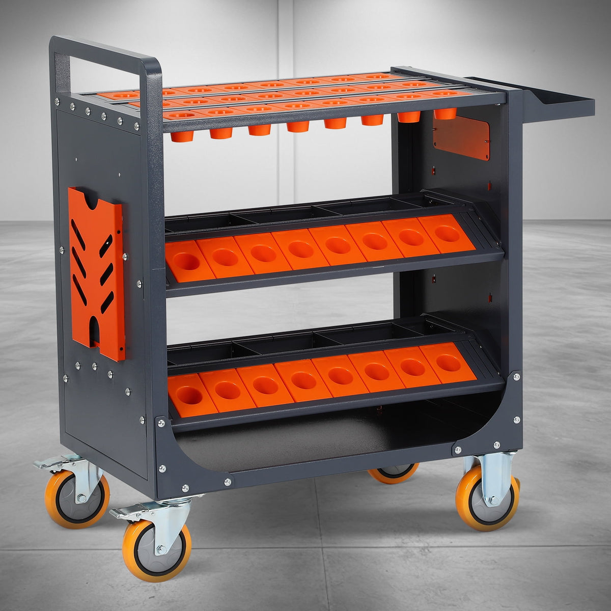 HEASOME Cnc Tool Holder Garage Cart with 56 Holes and 1763.7 Lbs Load Capacity Rolling Utility Cart on Wheels Tool Organizer for Workshop Organization