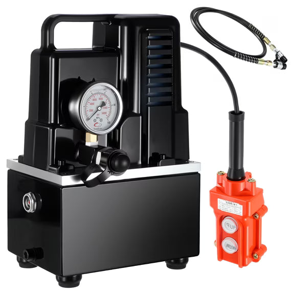 HEASOME Hydraulic Pump Single Acting 750w Portable and Efficient 6.5ft Oil Pipe and 3/8" Quick Connect for Jack Press Machine Automotive Repair Us Plug