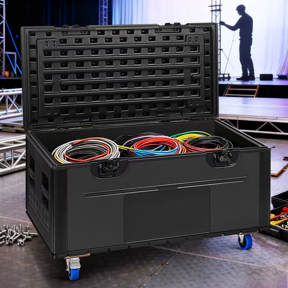 HEASOME Mobile 1102 Lbs Capacity Cable Transport Case with Casters 44.4 X 25.5 X 22.4" Rolling for Dj Equipment and Wire Storage