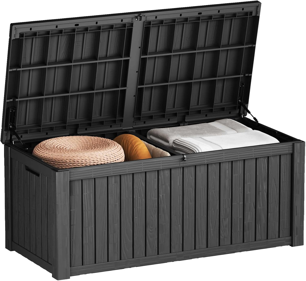 HEASOME 180 Gallon Lockable Resin , Waterproof UV-Resistant Outdoor Storage Box, Heavy Duty Garden Tool Organizer for Patio Storage, Pool Accessories, Outside Storage £¨Black£©