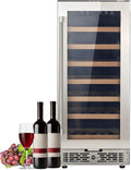 HEASOME 33 Bottles Wine Cooler Refrigerator, 15 Inch Under Counter & Freestanding Wine Fridge, 41-64.4¡ãF Fast Cooling Low Noise for Home/Bar/Kitchen