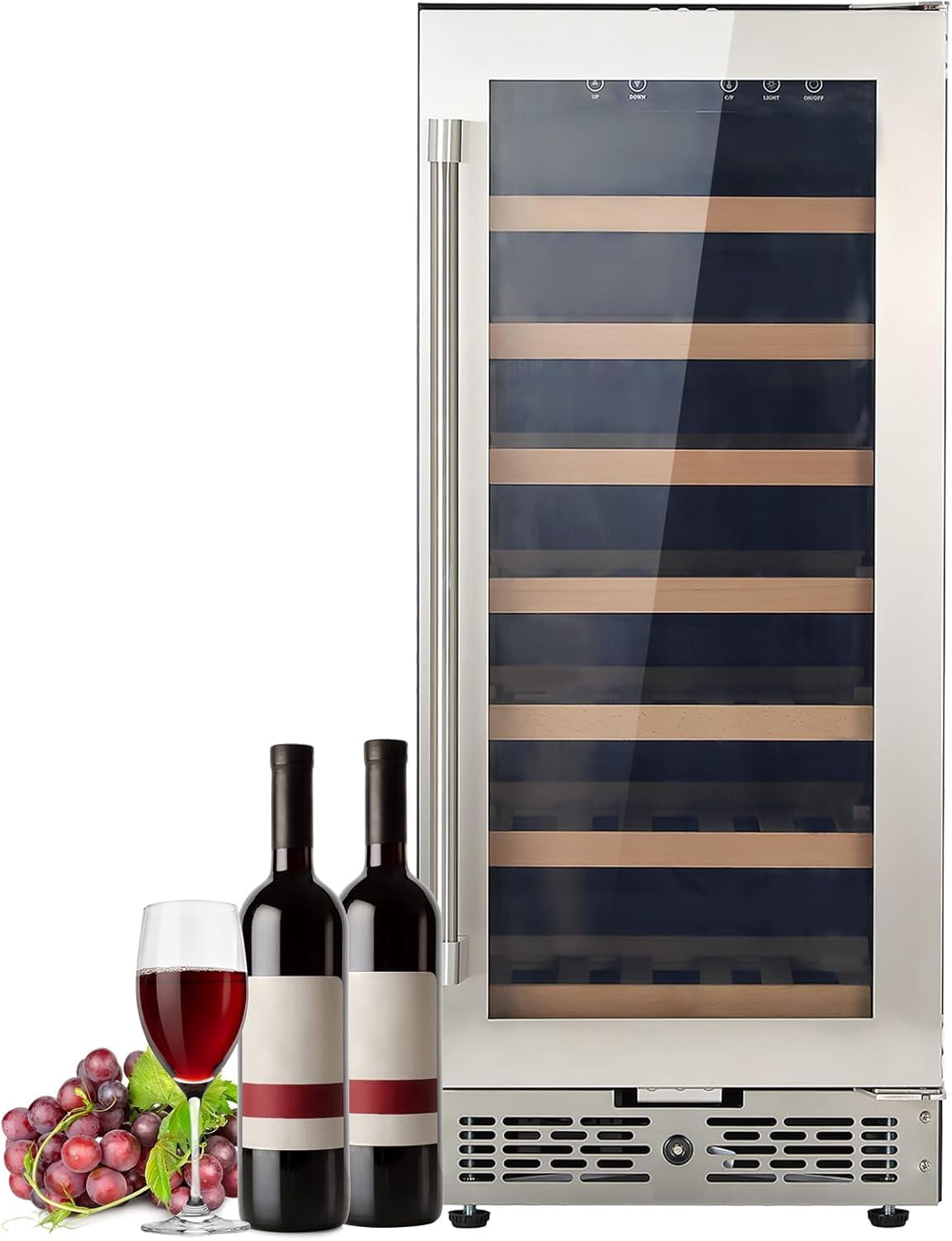 HEASOME 33 Bottles Wine Cooler Refrigerator, 15 Inch Under Counter & Freestanding Wine Fridge, 41-64.4¡ãF Fast Cooling Low Noise for Home/Bar/Kitchen