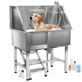 HEASOME Pet Wash Station 304 Stainless Steel Dog Bathtub Dog Bathtub W/shower Head Faucet and Steps for Small and Medium and Large Pets up to 220lbs