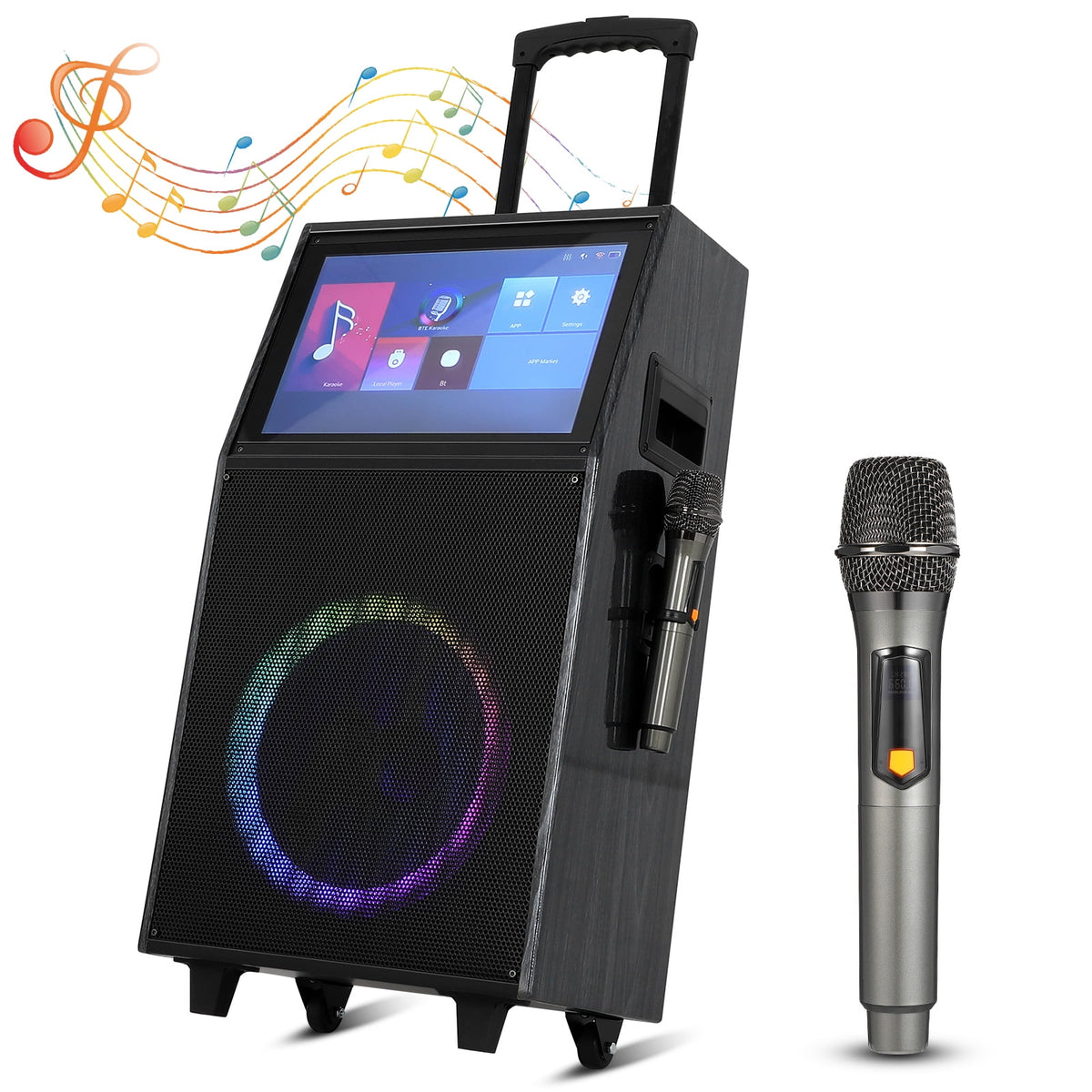 HEASOME Karaoke Machine Portable Karaoke Speaker with Wireless Microphones for Adults Kids with Led Display Screen
