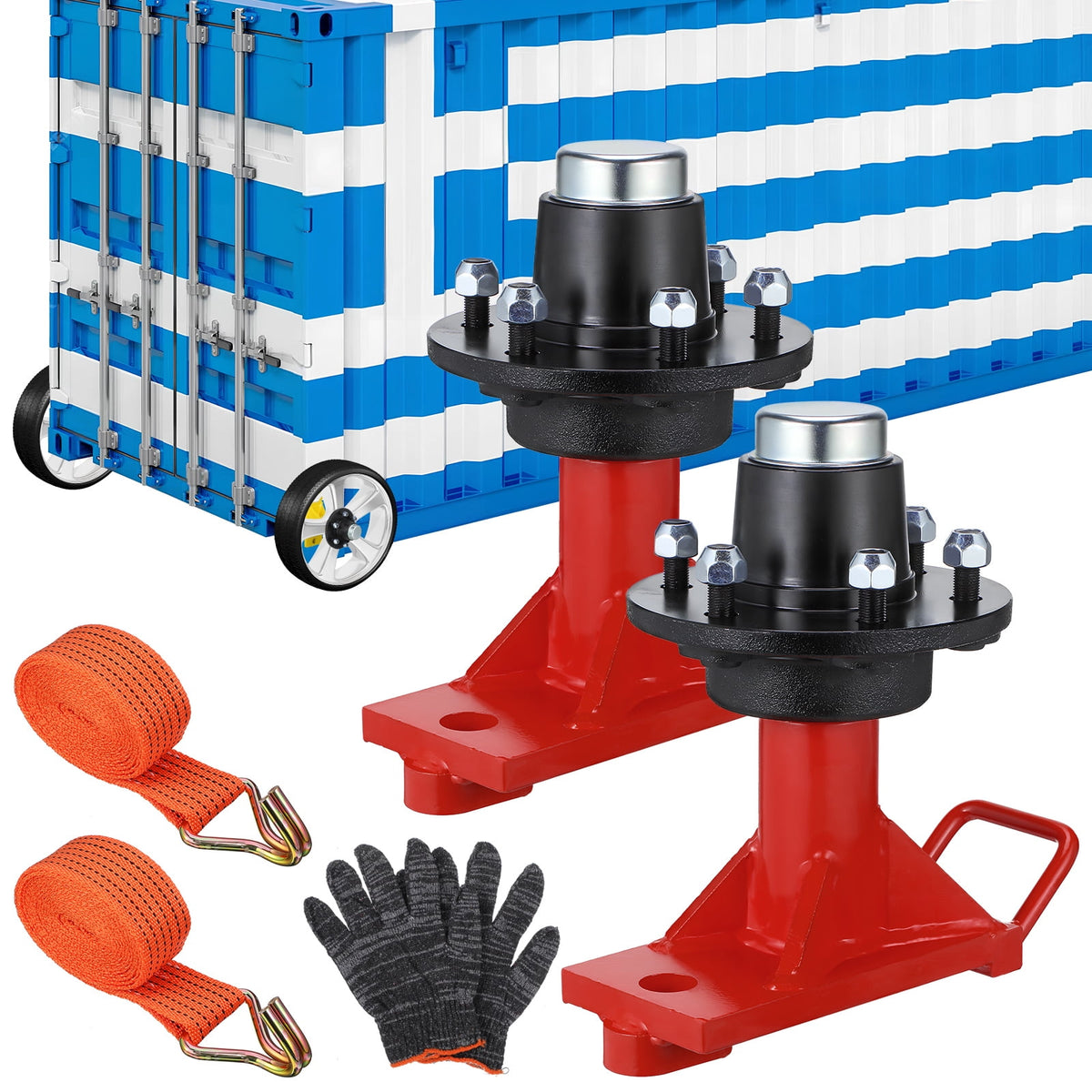 HEASOME 2pcs Wheels 6-lug Wheels Kit | Heavy Duty Axles with Ratchet Tie Down Straps for Moving Cargo Storage