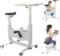 HEASOME Foldable Exercise Bike, Desk Bike with Adjustable Bike Desk, 264LBS Heavy Duty Quiet Exercise Bike for Home/Office Workouts