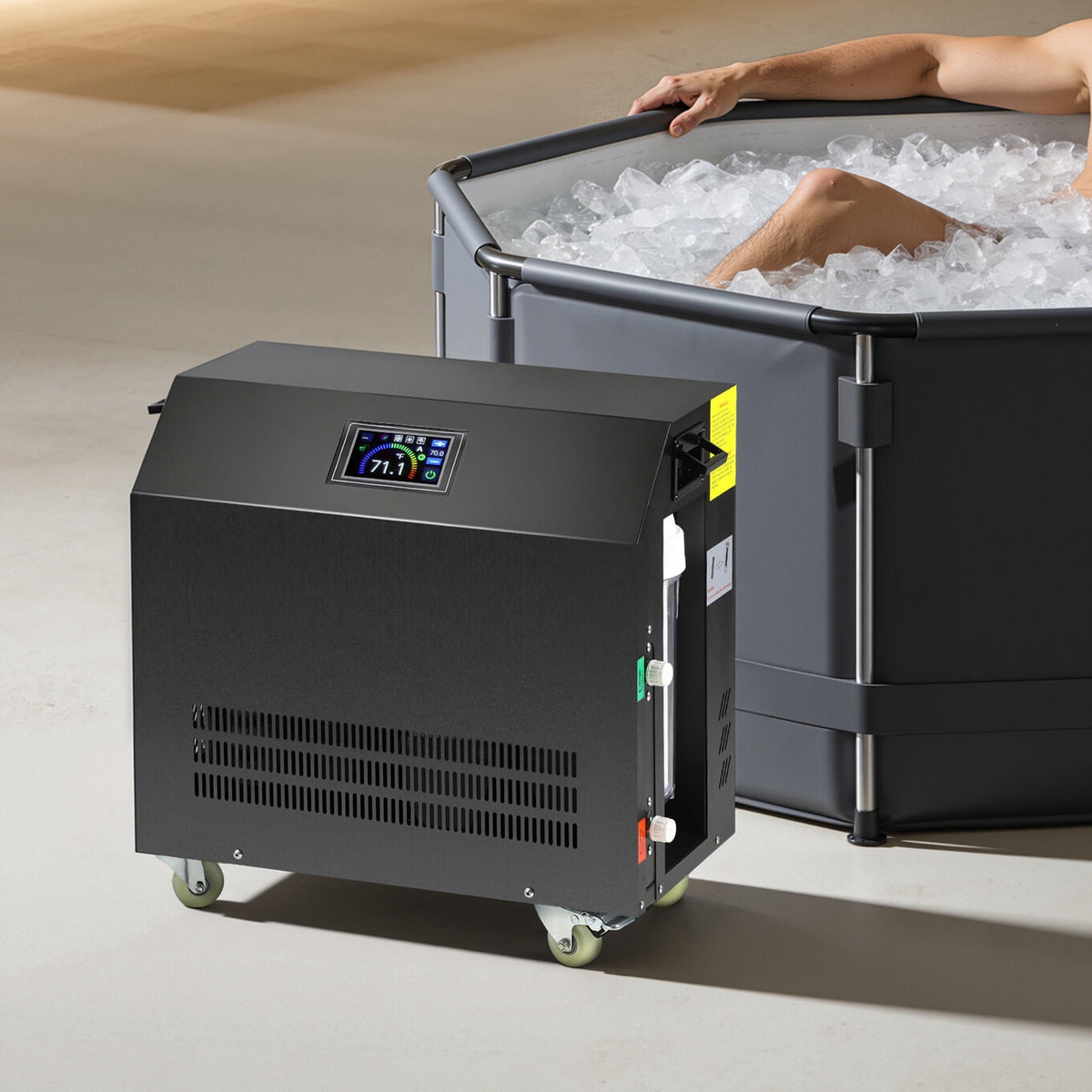 HEASOME 1HP WiFi Controlled Cold Plunge Chiller for Ice Bath Tub Circulation Water Cooler Machine with Built-In Filter and Water Pump Compatible with All Ice Bathtubs US Plug