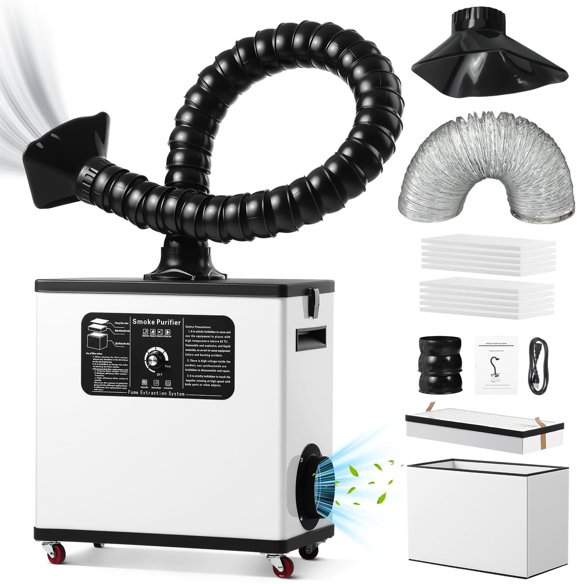 HEASOME Fume Extractor 17m/s Wind Speed Smoke Purifier for Odor and Fume Removal Solder Extractor Compact
