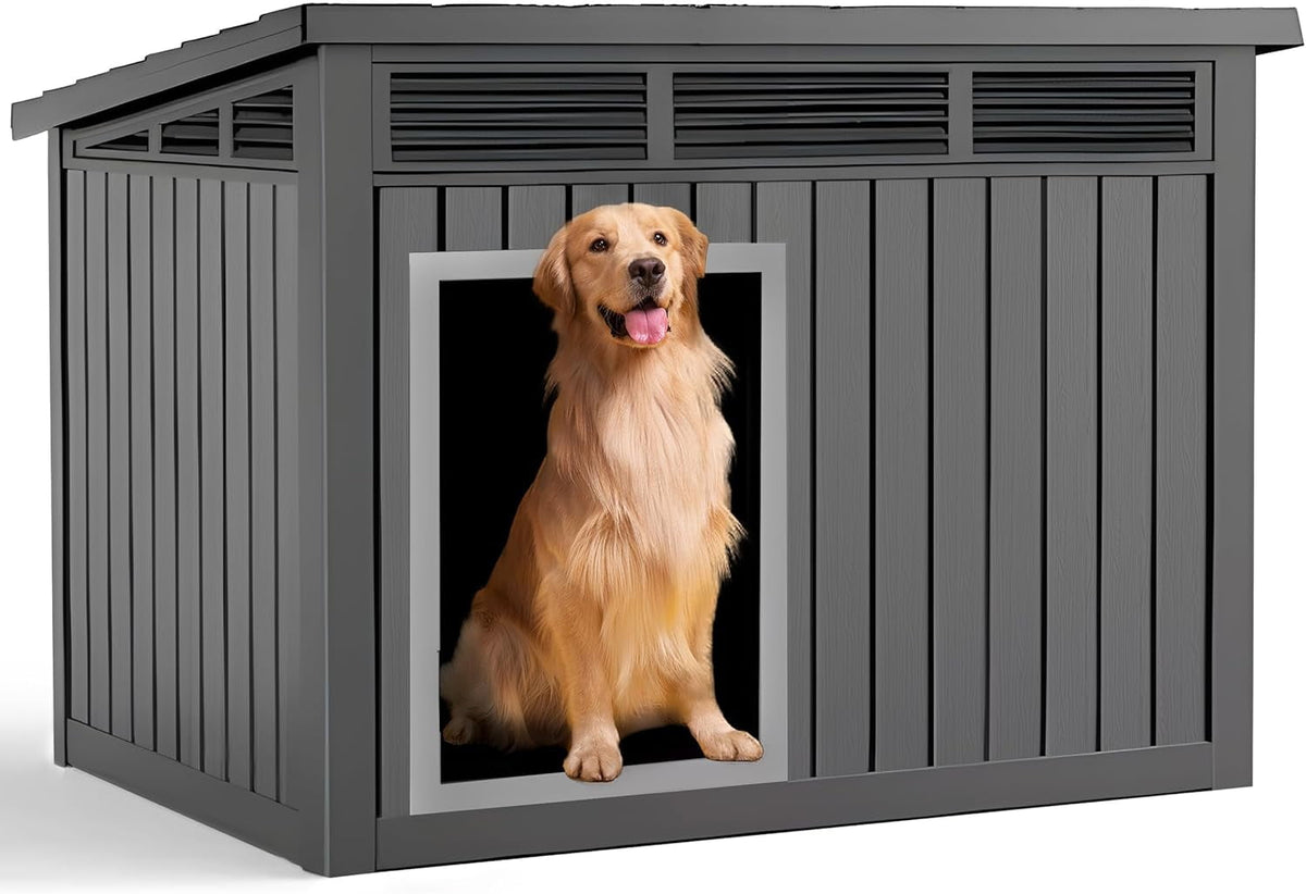 HEASOME Dog House for Both Indoor and Outdoor with Weatherproof Roof Removable Floors for Medium to Large Dogs Interior Space (Black S£©